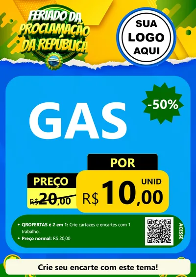Modelo de Cartaz para Cartaz A4 Vertical com o tema Feriado da Proclamação da República para Água e gás