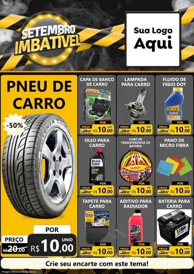 Modelo de Encarte para Encarte A4 Vertical com o tema Setembro Imbatível para Auto peças