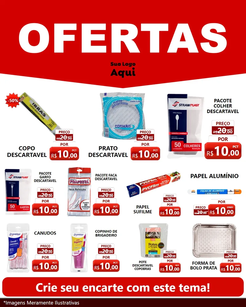 Modelo de Rede Social para Feed Instagram com o tema Ofertas Vermelho Cartaz para Embalagens