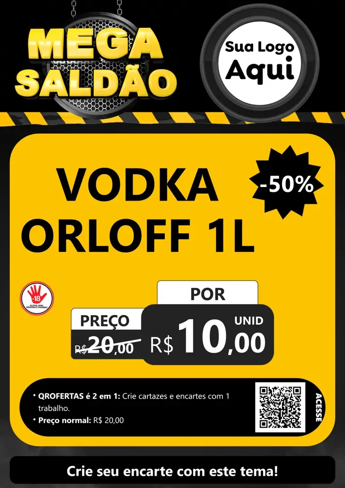 Modelo de Cartaz para Cartaz A4 Vertical com o tema Mega Saldão para Distribuidora de bebidas