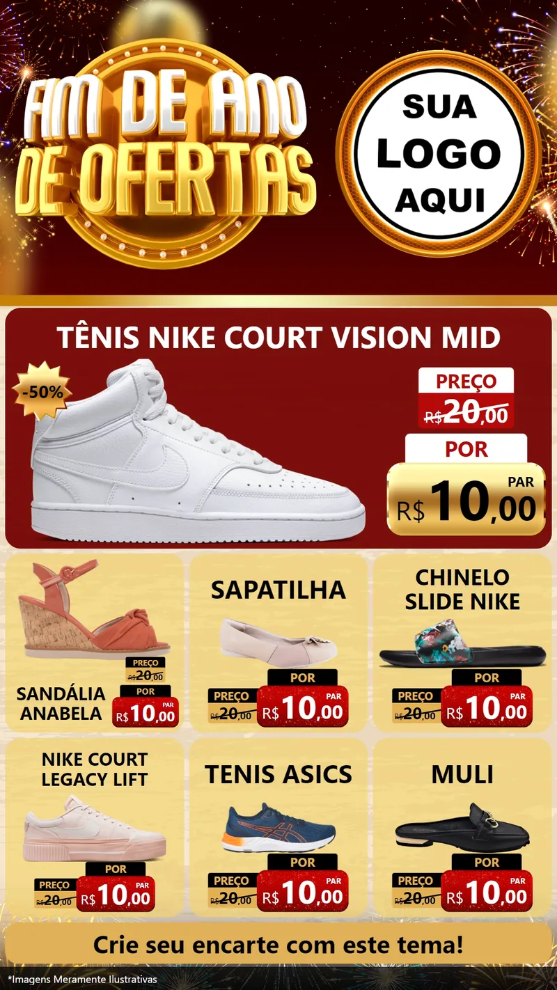 Modelo de Rede Social para Stories com o tema Fim de Ano de Ofertas para Calçados