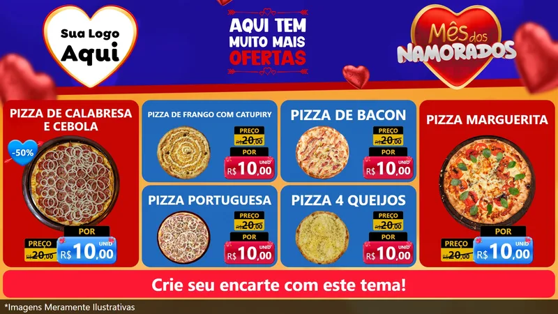 Modelo de TV para TV Horizontal com o tema Mês dos Namorados para Pizzaria