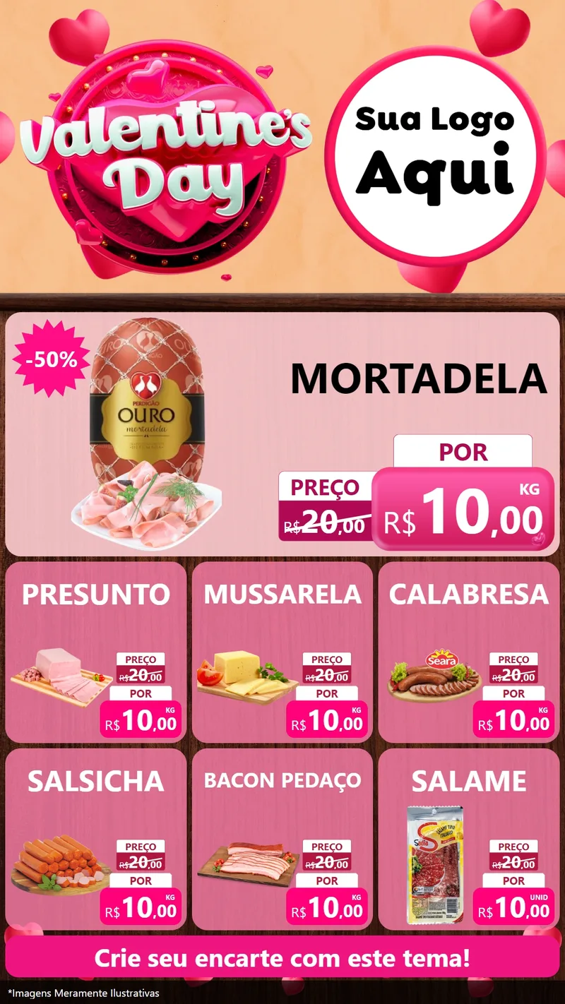 Modelo de Rede Social para Stories com o tema Valentine's Day para Frios e Laticínios