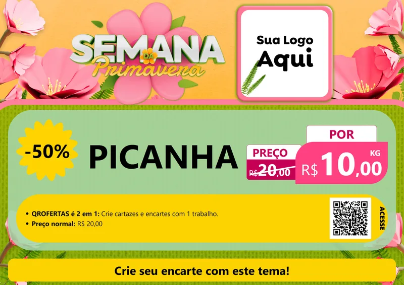 Modelo de Cartaz para Cartaz A4 Horizontal com o tema Semana da Primavera para Açougue