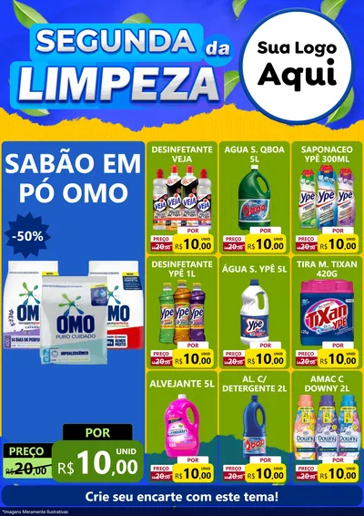 Modelo de Encarte para Encarte A4 Vertical com o tema Segunda da Limpeza para Produtos de Limpeza