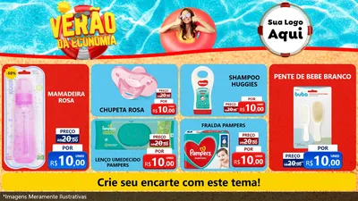 Modelo de TV para TV Horizontal com o tema Verão da Economia para Bebês