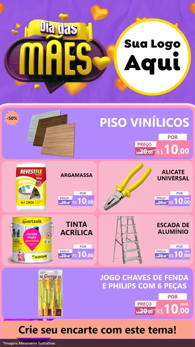 Modelo de TV para TV Vertical com o tema Dia das Mães para Material para Construção