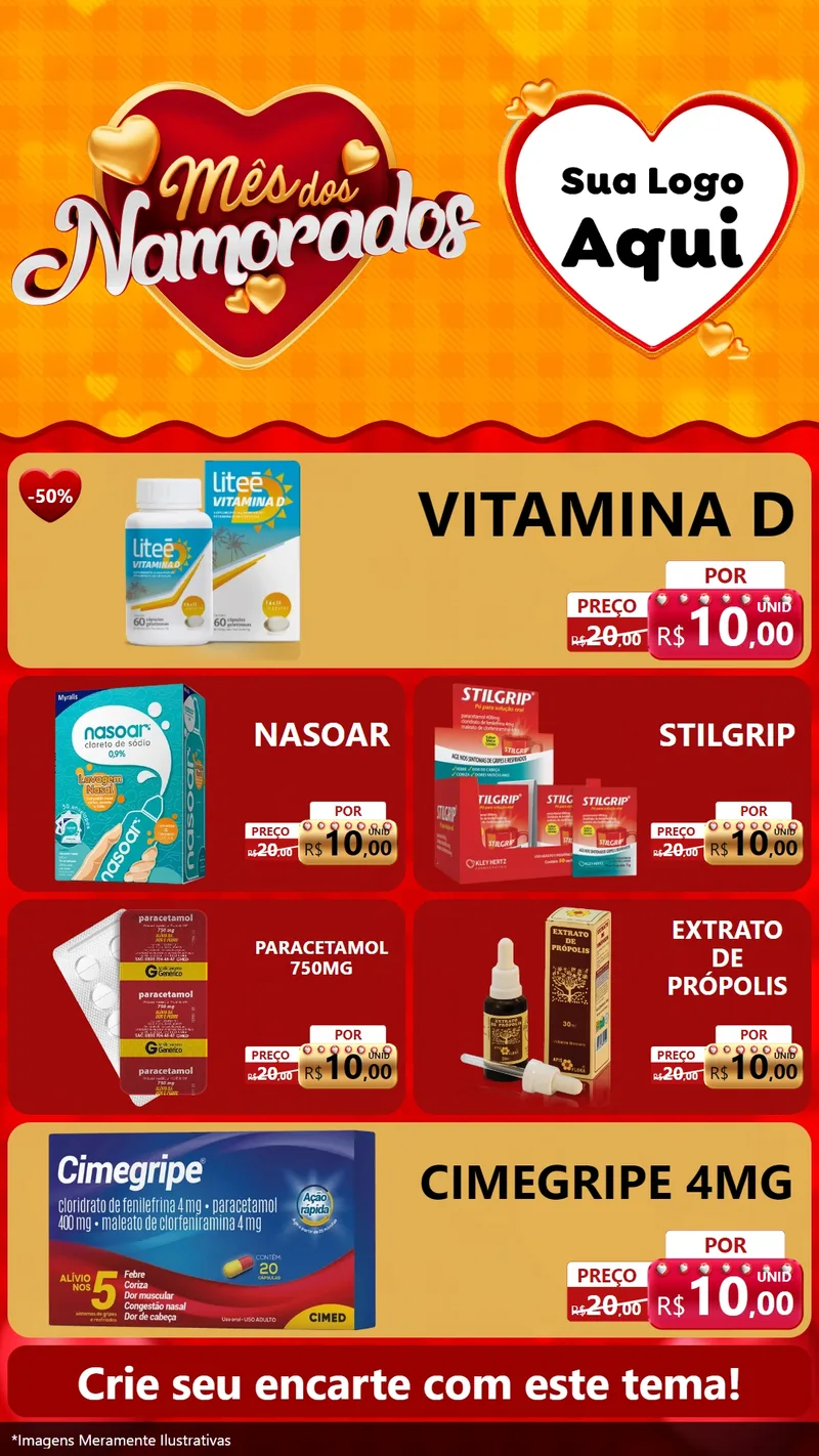 Modelo de TV para TV Vertical com o tema Mês dos Namorados para Farmácia