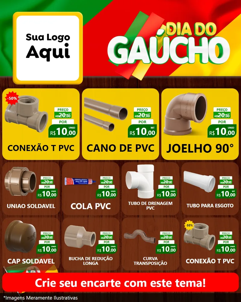Modelo de Rede Social para Feed Instagram com o tema Dia do Gaúcho para Tubos e conexões
