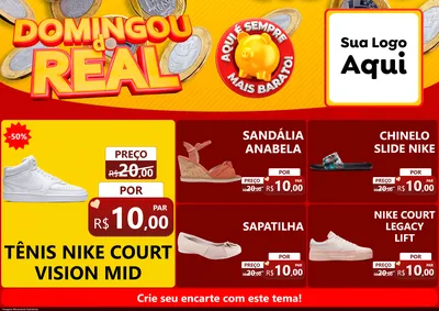 Modelo de Encarte para Encarte A4 Horizontal com o tema Domingou do Real para Calçados