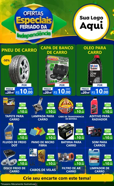 Modelo de Encarte para Encarte Grande com o tema Ofertas Especiais Feriado da Independência para Auto peças