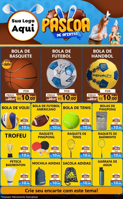 Modelo de Encarte para Encarte Grande com o tema Páscoa de Ofertas para Artigos Esportivos