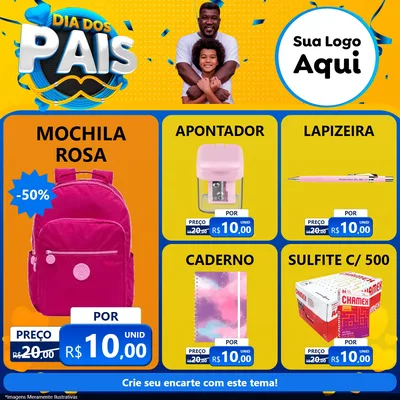 Modelo de Rede Social para Feed Facebook com o tema Dia dos Pais para Papelaria