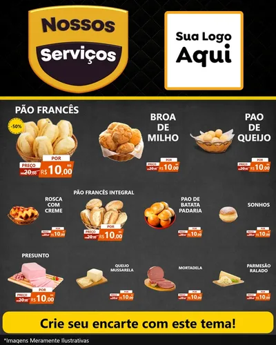 Modelo de Rede Social para Feed Instagram com o tema Nossos Serviços para Padaria