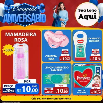 Modelo de Rede Social para Feed Facebook com o tema Promoção de Aniversário para Bebês