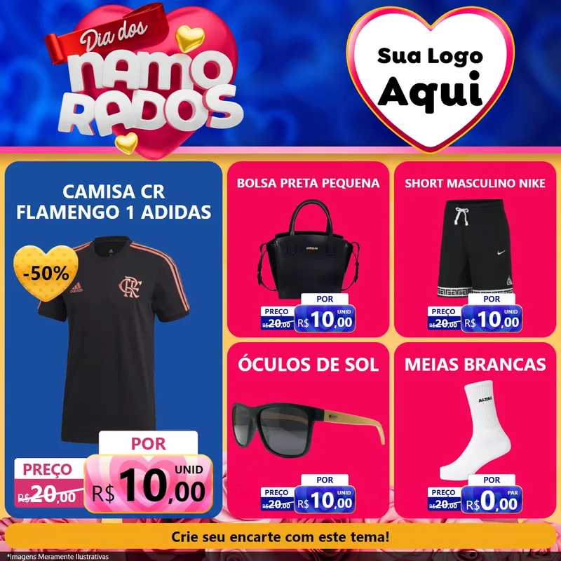 Modelo de Rede Social para Feed Facebook com o tema Dia dos namorados para Roupas e acessórios