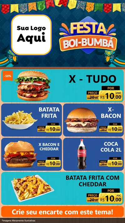 Modelo de TV para TV Vertical com o tema Festa Boi Bumbá para Hamburgueria