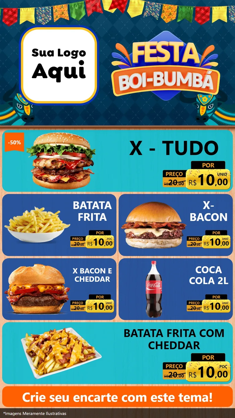 Modelo de TV para TV Vertical com o tema Festa Boi Bumbá para Hamburgueria