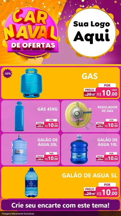 Modelo de TV para TV Vertical com o tema Carnaval de Ofertas para Água e gás