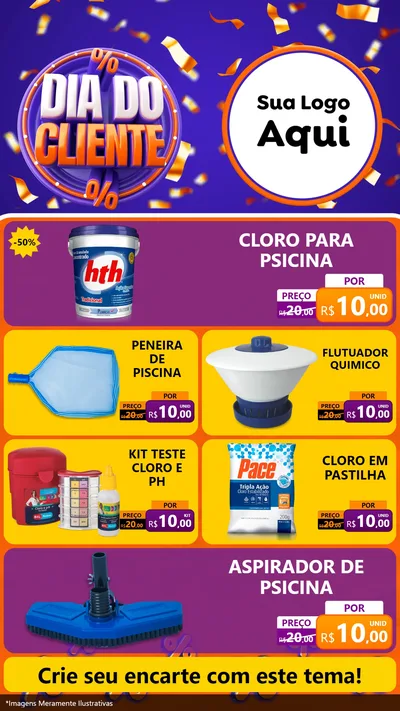 Modelo de TV para TV Vertical com o tema Dia do Cliente para Produtos para Piscina