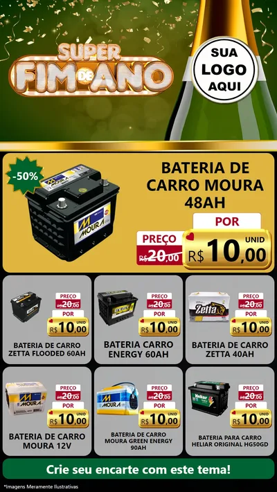 Modelo de Rede Social para Stories com o tema Super Fim de Ano para Baterias Elétricas