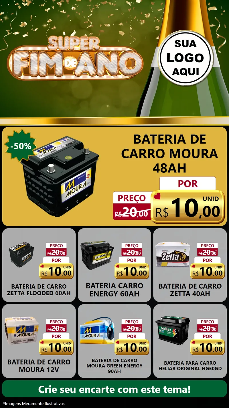 Modelo de Rede Social para Stories com o tema Super Fim de Ano para Baterias Elétricas