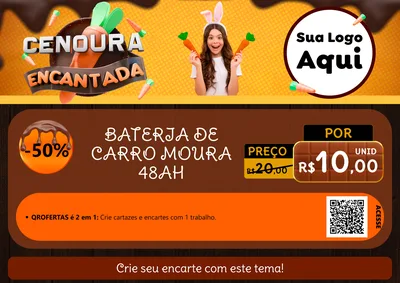 Modelo de Cartaz para Cartaz A4 Horizontal com o tema Cenoura Encantada - Páscoa para Baterias Elétricas