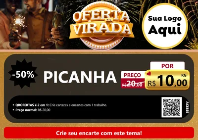 Modelo de Cartaz para Cartaz A4 Horizontal com o tema Oferta da Virada para Açougue