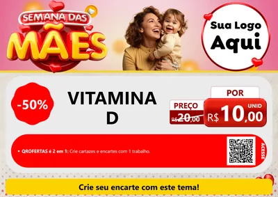 Modelo de Cartaz para Cartaz A4 Horizontal com o tema Semana das Mães para Farmácia