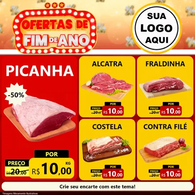 Modelo de Rede Social para Feed Facebook com o tema Ofertas de Fim de Ano para Açougue