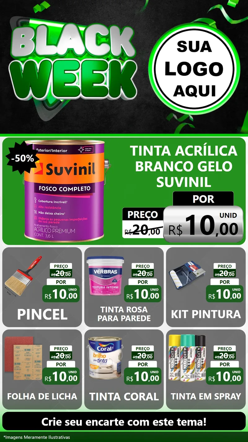Modelo de Rede Social para Stories com o tema Black Week para Tintas e Ferramentas