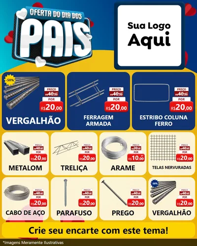 Modelo de Rede Social para Feed Instagram com o tema Oferta Do Dia Dos Pais para Ferragens