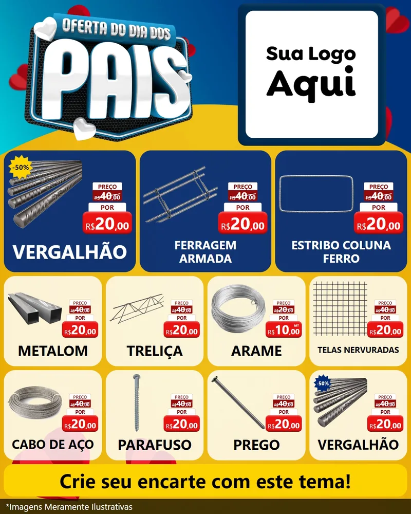 Modelo de Rede Social para Feed Instagram com o tema Oferta Do Dia Dos Pais para Ferragens