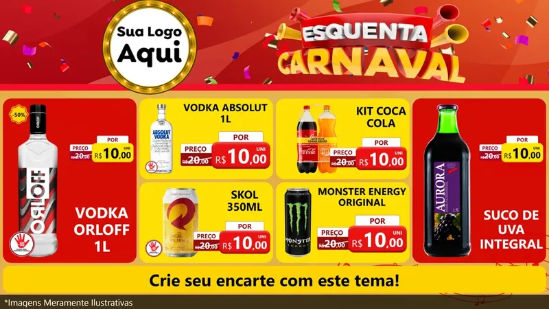 Modelo de TV para TV Horizontal com o tema Esquenta Carnaval para Distribuidora de bebidas