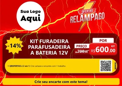 Modelo de Cartaz para Cartaz A4 Horizontal com o tema Ofertas Relâmpago para Maquinas e Ferramentas