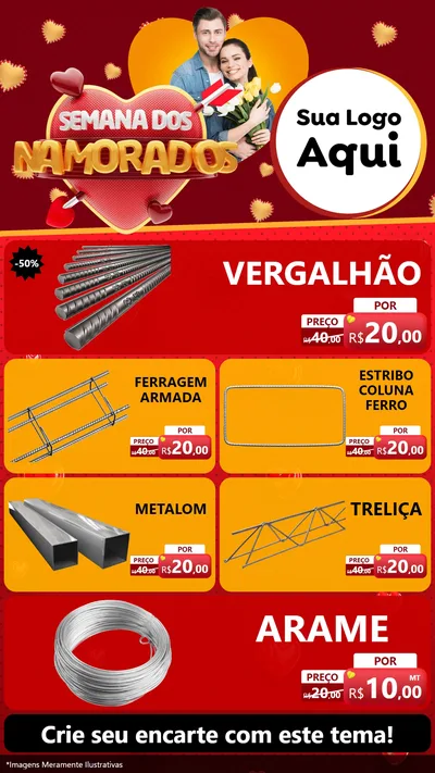 Modelo de TV para TV Vertical com o tema Semana dos Namorados para Ferragens
