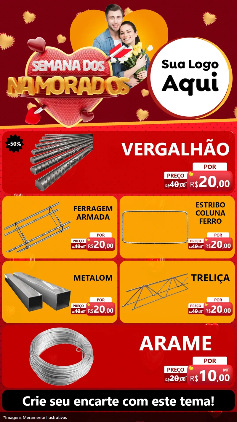 Modelo de TV para TV Vertical com o tema Semana dos Namorados para Ferragens