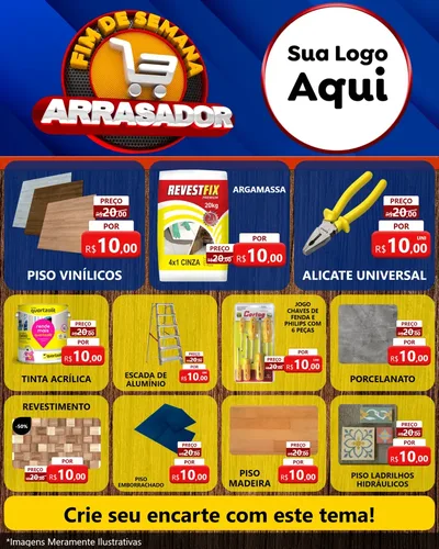 Modelo de Rede Social para Feed Instagram com o tema Fim De Semana Arrasador para Material para Construção