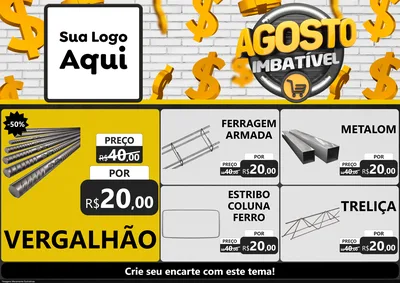 Modelo de Encarte para Encarte A4 Horizontal com o tema Agosto imbatível para Ferragens