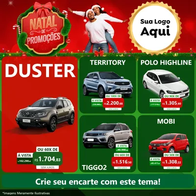 Modelo de Rede Social para Feed Facebook com o tema Natal de Promoções para Concessionaria de Carros