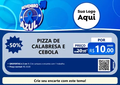 Modelo de Cartaz para Cartaz A4 Horizontal com o tema Novembro Azul para Pizzaria