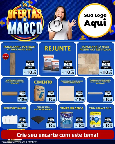 Modelo de Rede Social para Feed Instagram com o tema Ofertas de Março para Pisos e revestimentos