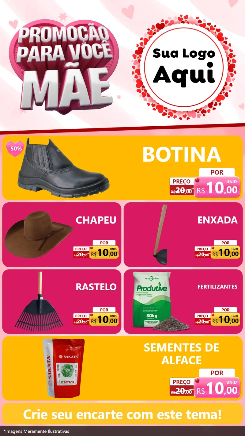 Modelo de TV para TV Vertical com o tema Promoção Para Você Mãe para Agropecuária