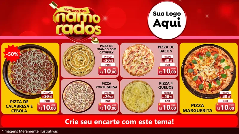 Modelo de TV para TV Horizontal com o tema Semana dos namorados para Pizzaria