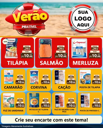 Modelo de Rede Social para Feed Instagram com o tema Verão Imbatível para Peixaria