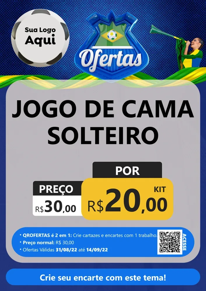 Modelo de Cartaz para Cartaz A4 Vertical com o tema Ofertas (Futebol) para Cama, Mesa e Banho