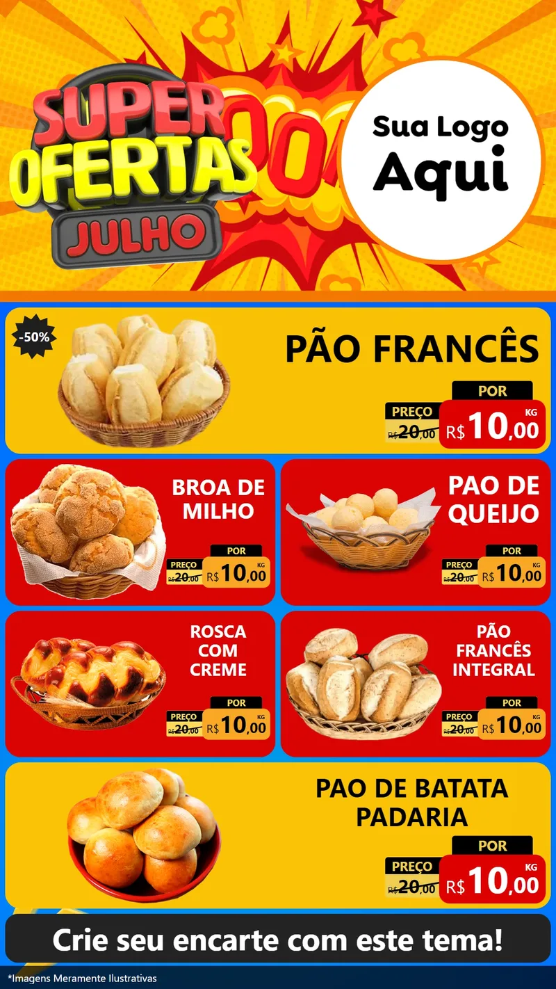 Modelo de TV para TV Vertical com o tema Super Ofertas Julho para Padaria