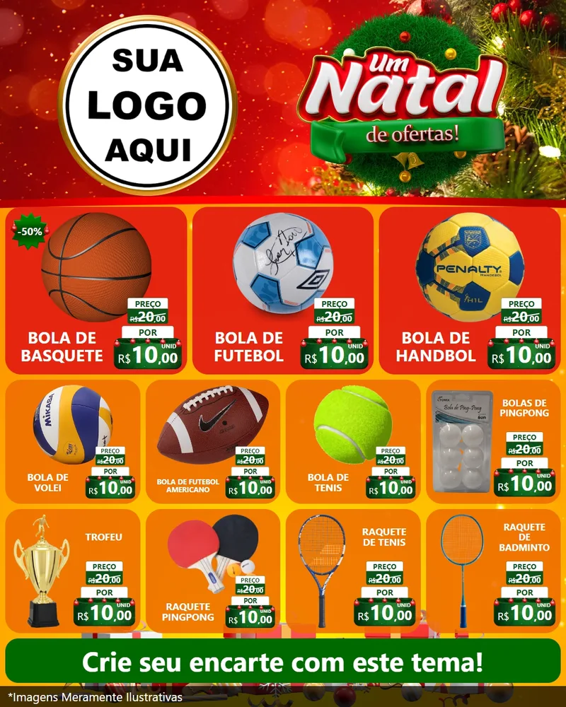 Modelo de Rede Social para Feed Instagram com o tema Um Natal de Ofertas para Artigos Esportivos