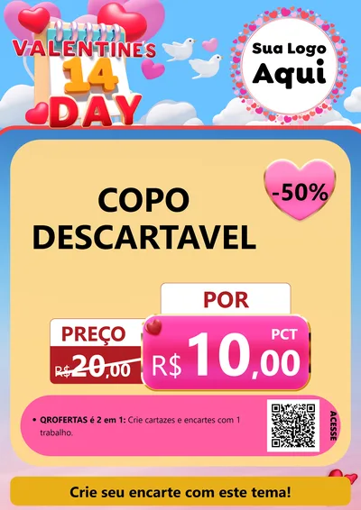 Modelo de Cartaz para Cartaz A4 Vertical com o tema Valentine's Day para Embalagens