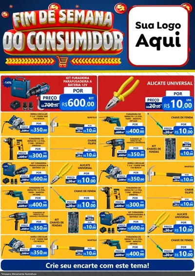 Modelo de Encarte para Encarte A4 Vertical com o tema Fim de Semana do Consumidor para Maquinas e Ferramentas
